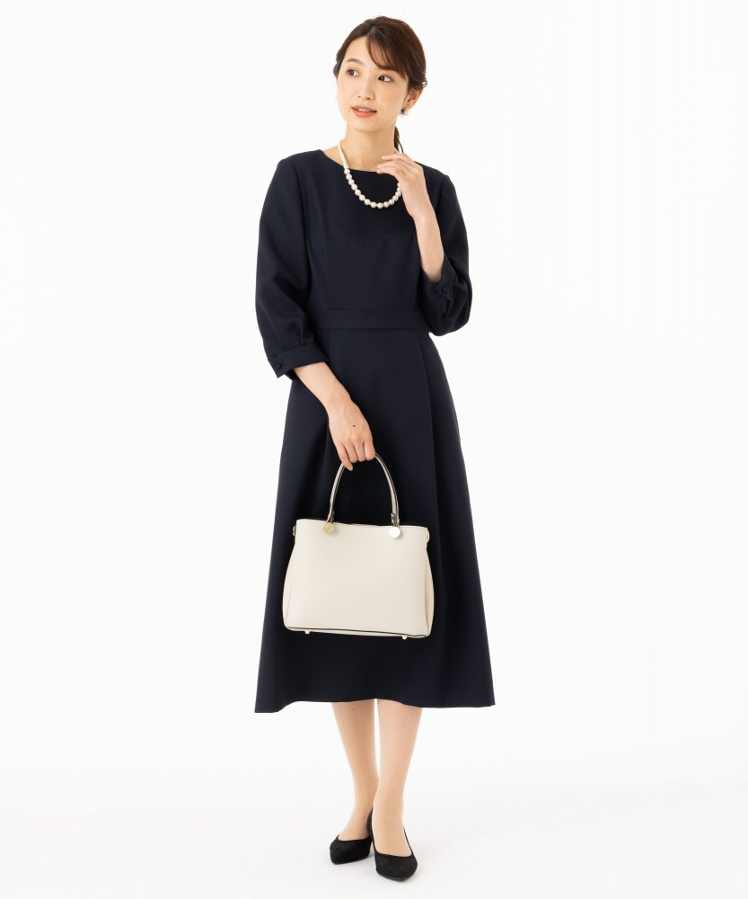 Aimer エメ ウエストタックフレアワンピース ネイビー系 | 結婚式
