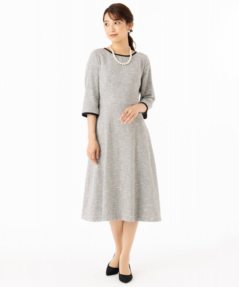 Aimer エメ フィット&フレアツイードワンピース グレー系 | 結婚式 