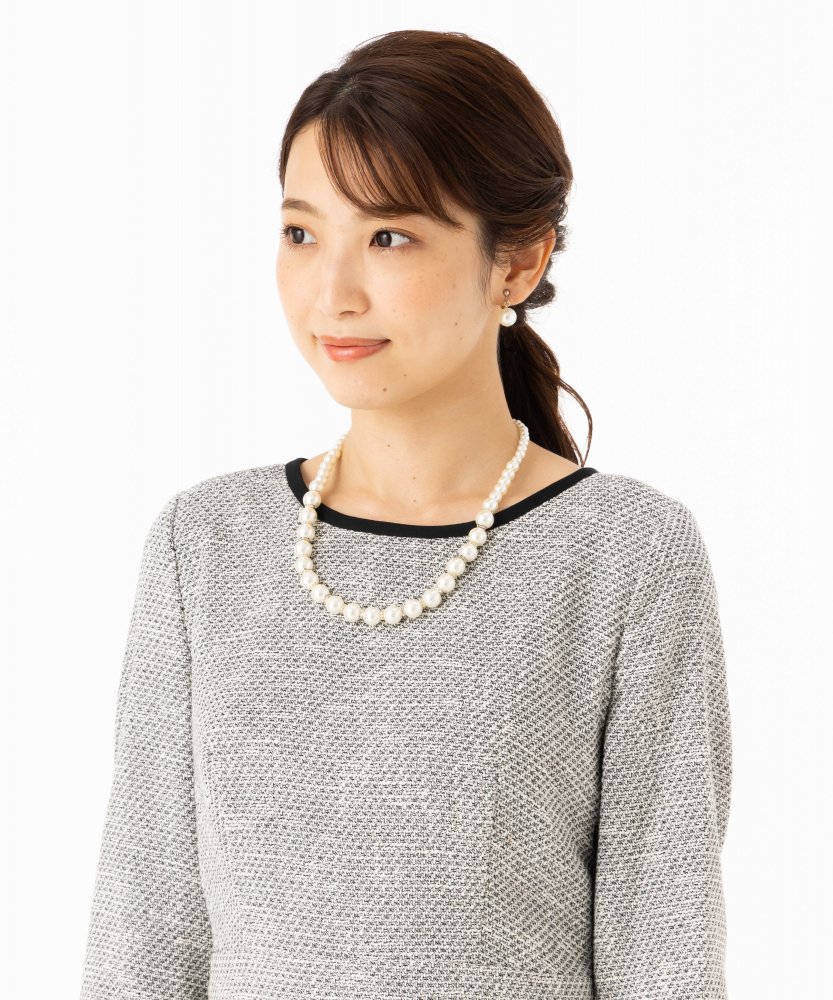 Aimer エメ フィット&フレアツイードワンピース グレー系 | 結婚式 