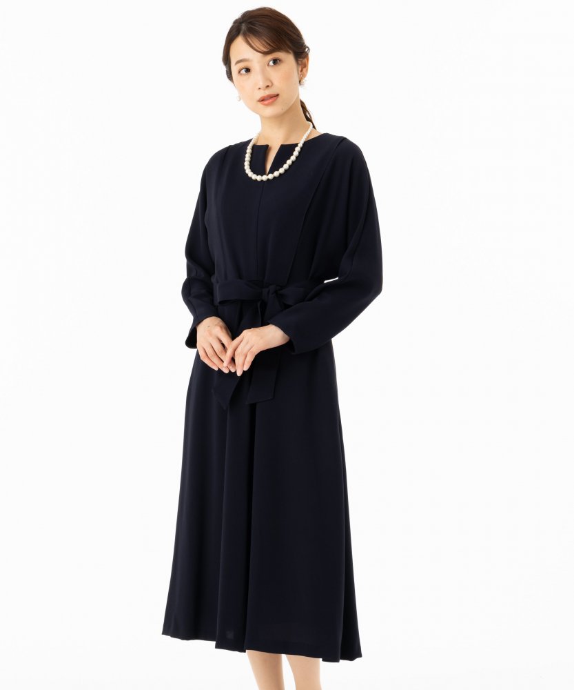 23区 ノーブルバックサテンジョーゼット ワンピース ネイビー系 | 結婚
