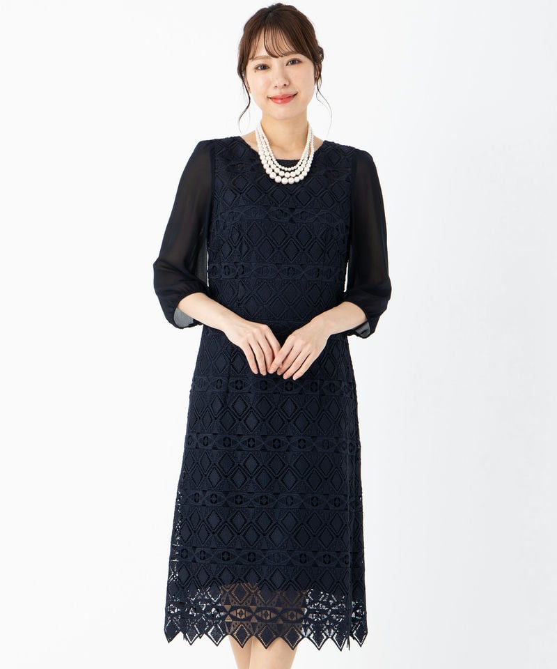 ANAYI 【マザーズドレス】アナイ ライトケミカルフラワーレースドレス
