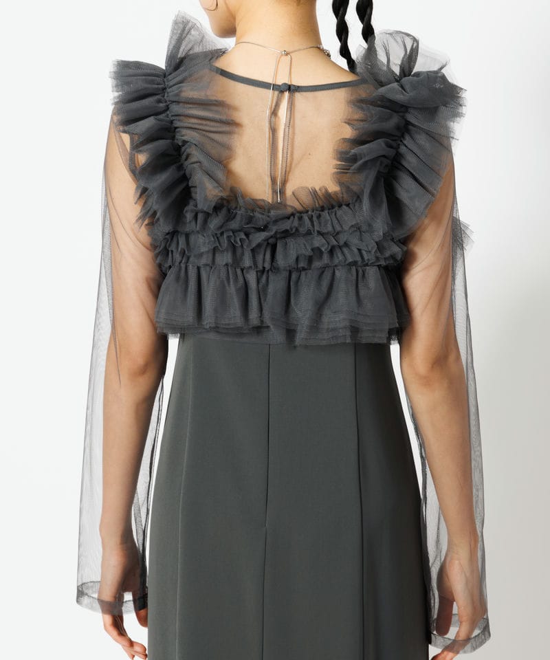 ANDRESD ボリュームラッフルレイヤードレス ブラックシルバー ボリュームラッフルレイヤードレス / volume ruffle layer dress