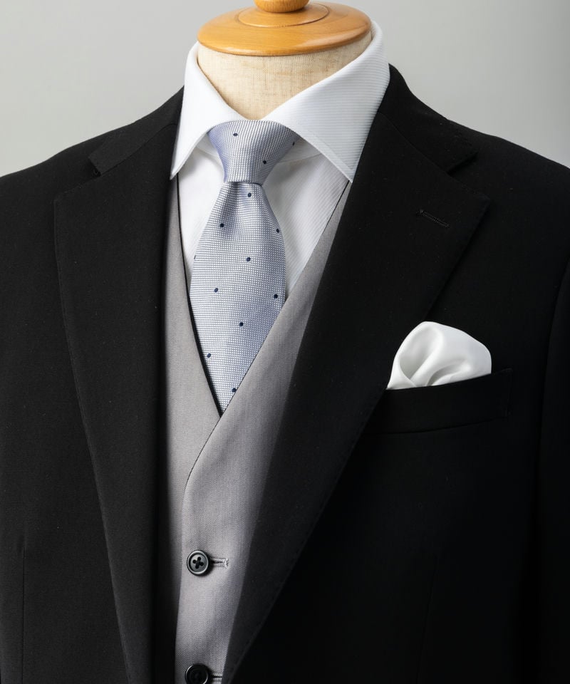 SUIT SELECT スーツセレクト 【セット】配色ドットシルバータイ&シルク