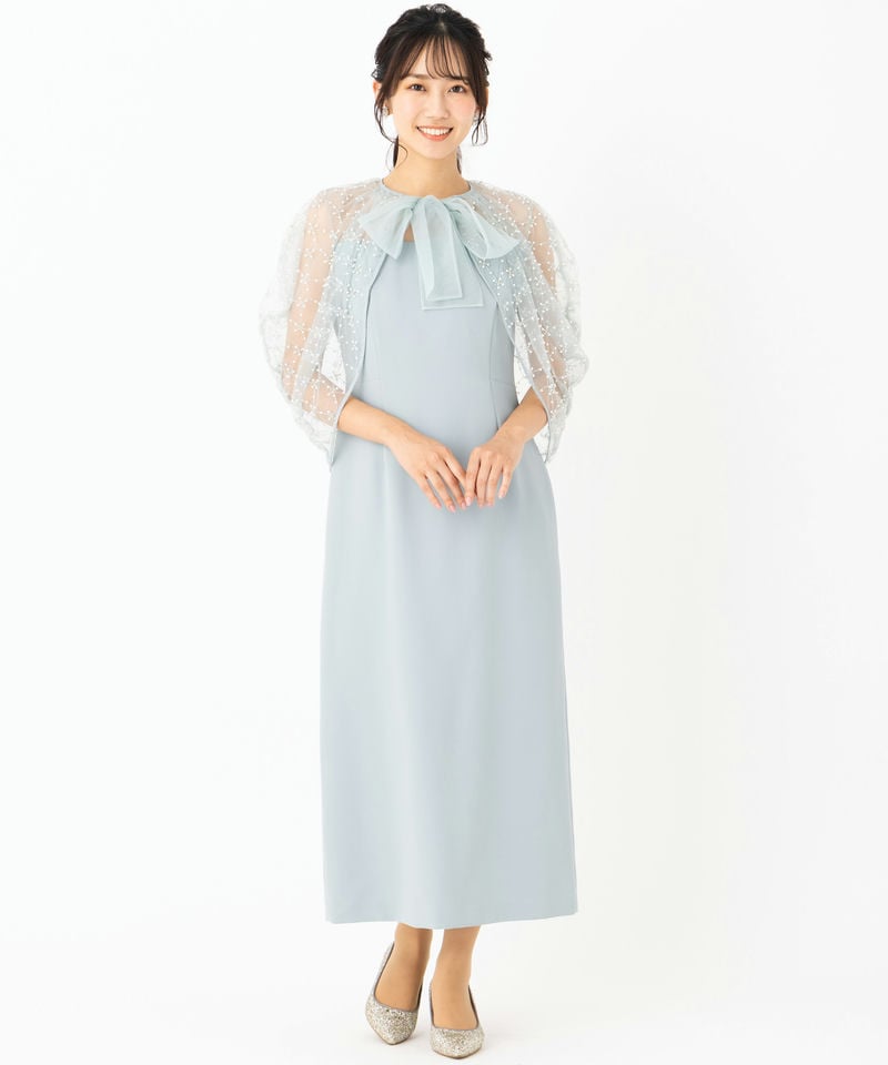 CELFORD セルフォード ビーズ刺繍ケープ付ドレス その他 x ブルー系