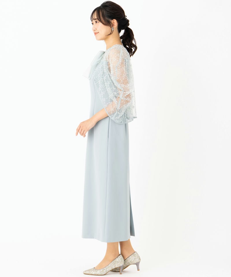 CELFORD セルフォード ビーズ刺繍ケープ付ドレス その他 x ブルー系
