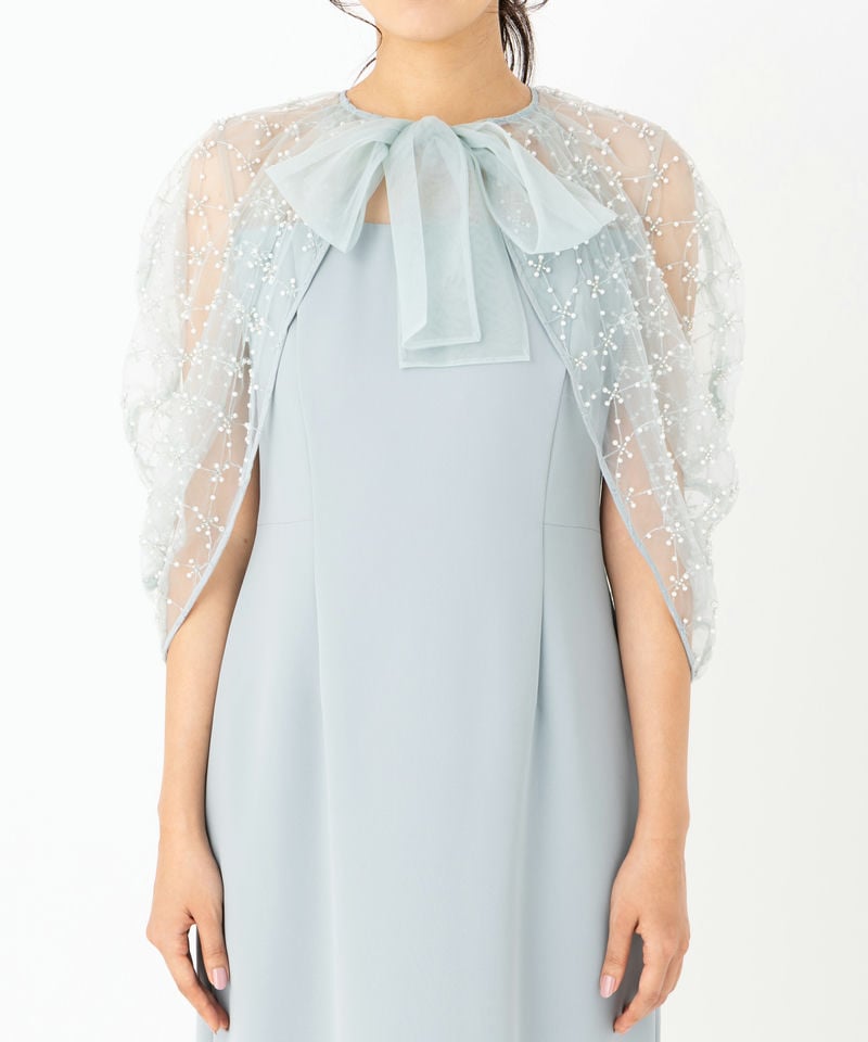 CELFORD セルフォード ビーズ刺繍ケープ付ドレス その他 x ブルー系