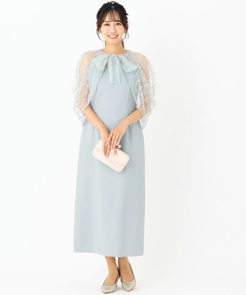 CELFORD セルフォード ビーズ刺繍ケープ付ドレス その他 x ブルー系