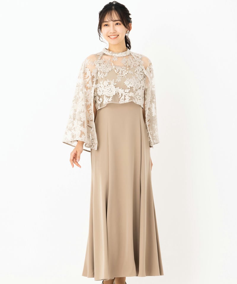 anuans アニュアンス エンブロイダリーレースケープセットドレス