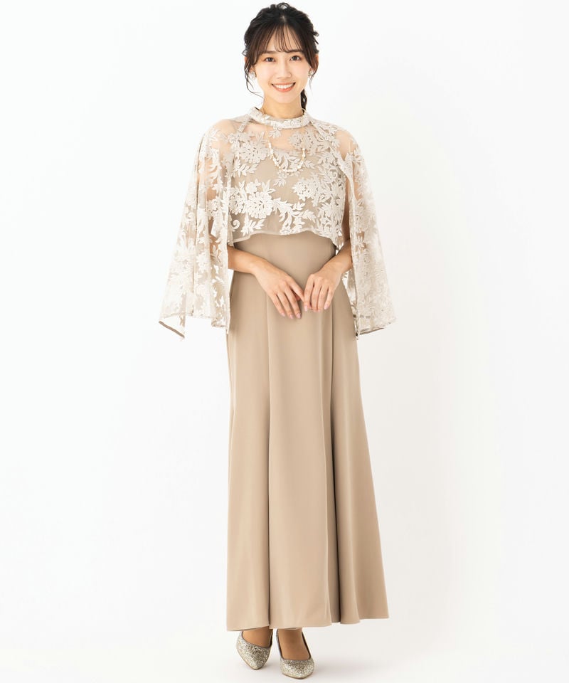 anuans アニュアンス エンブロイダリーレースケープセットドレス
