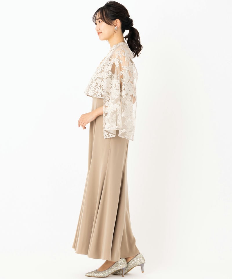 anuans アニュアンス エンブロイダリーレースケープセットドレス