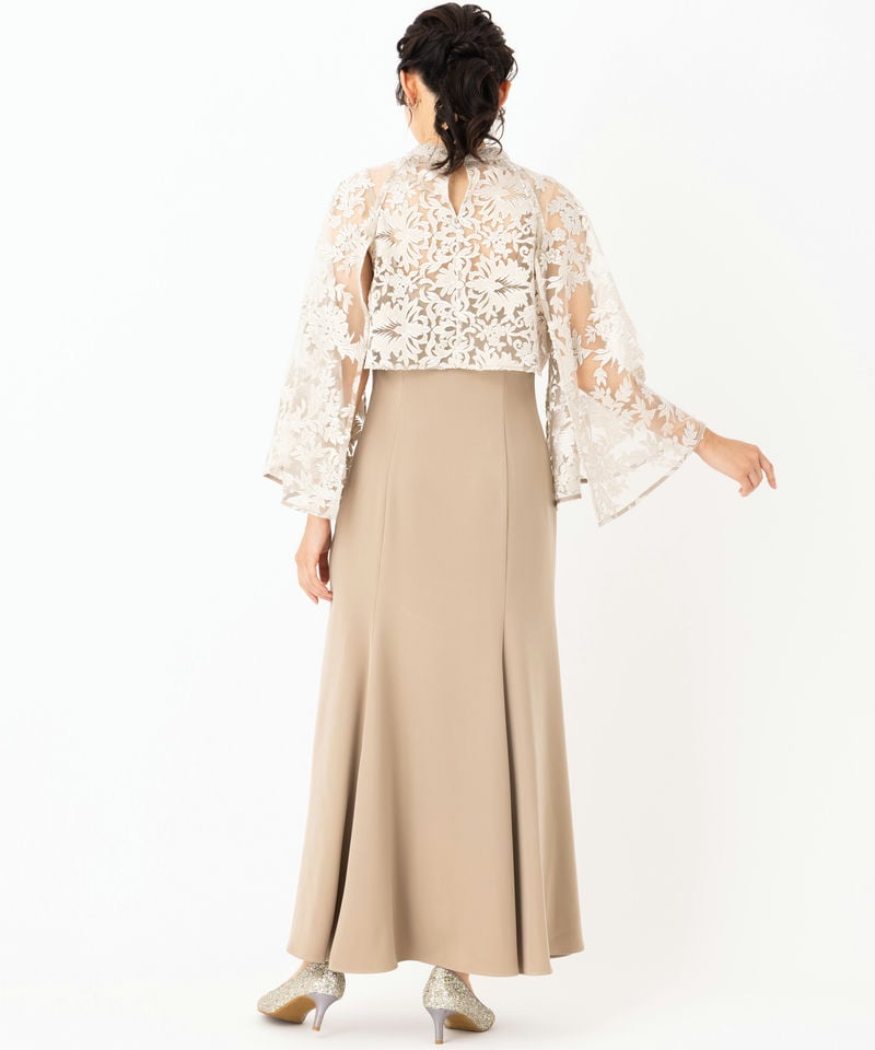 anuans アニュアンス エンブロイダリーレースケープセットドレス