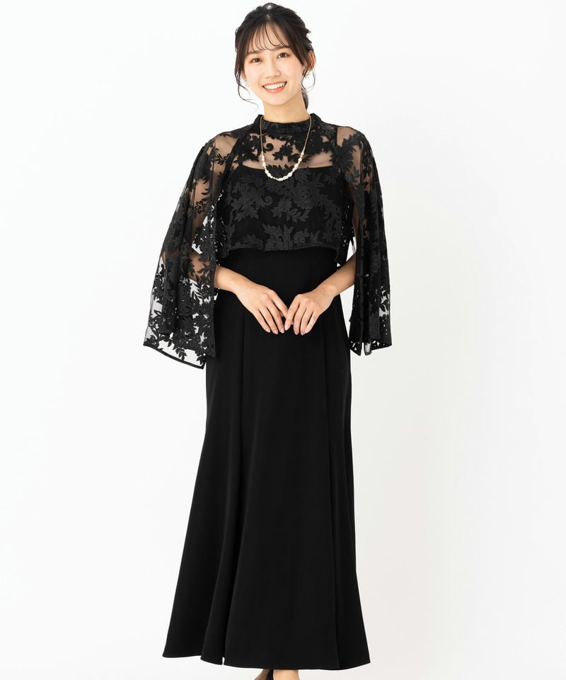 anuans アニュアンス エンブロイダリーレースケープセットドレス