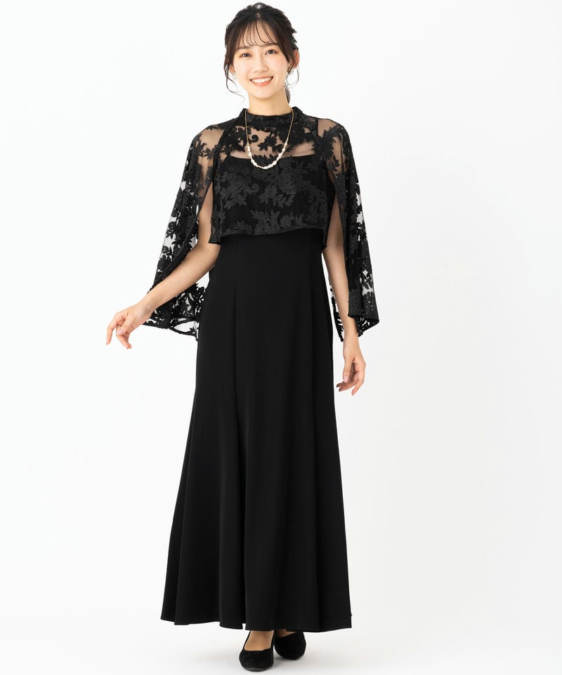 anuans アニュアンス エンブロイダリーレースケープセットドレス