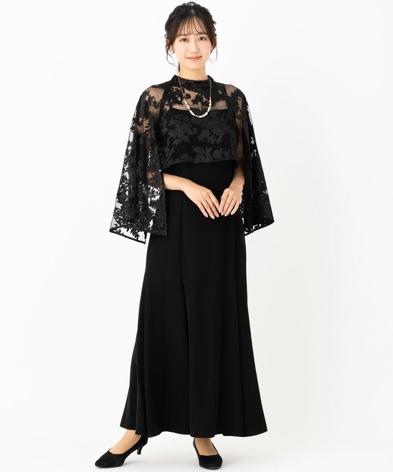 anuans アニュアンス エンブロイダリーレースケープセットドレス