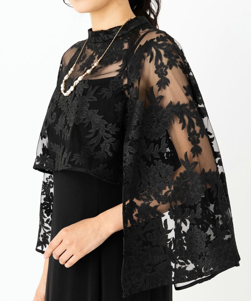 anuans アニュアンス エンブロイダリーレースケープセットドレス
