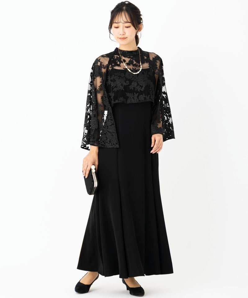 anuans アニュアンス エンブロイダリーレースケープセットドレス
