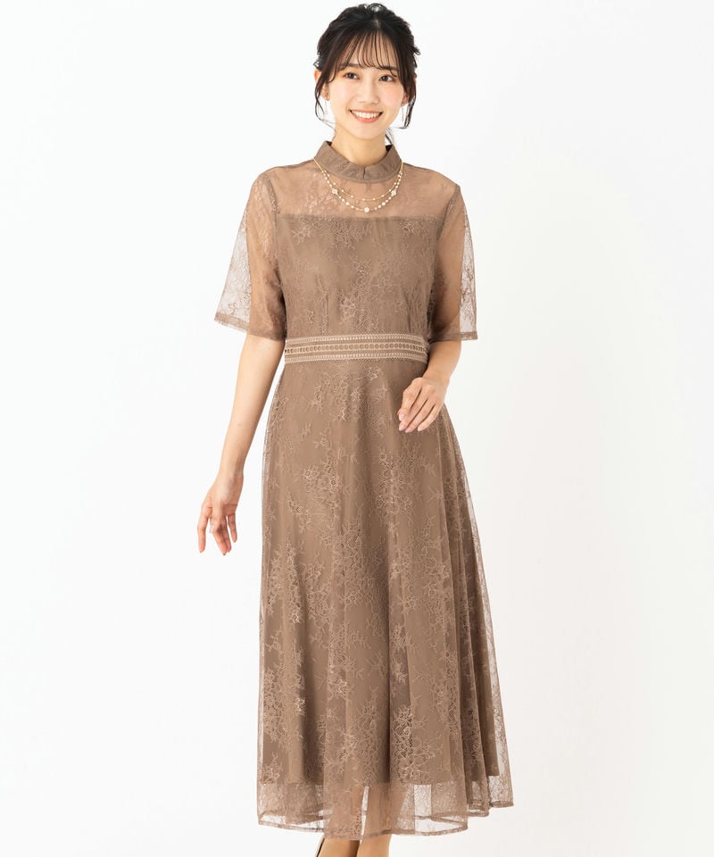 Leja レジャ ハイネック花柄レースウエストマークドレス その他 x Leja レジャ ハイネック花柄レースウエストマークドレス その他 x