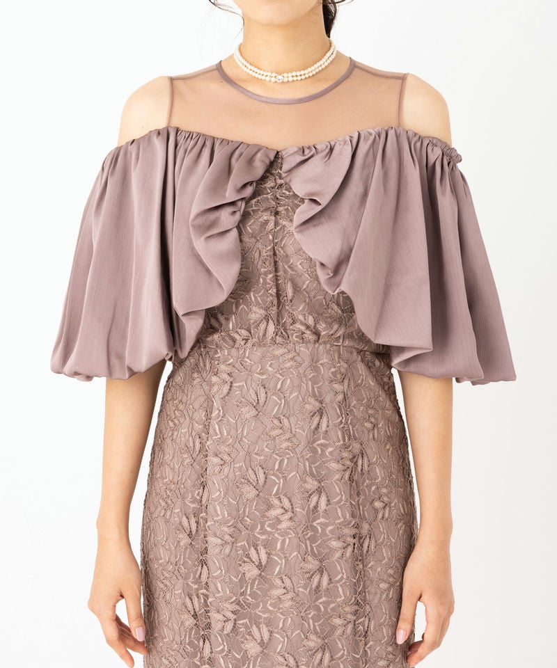 Leja レジャ 花柄刺繍オフショルダーシアードッキングドレス その他 x