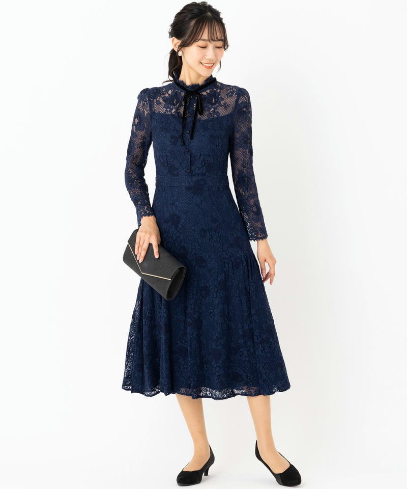 CELFORD セルフォード ボウタイレースドレス ネイビー系 | 結婚式