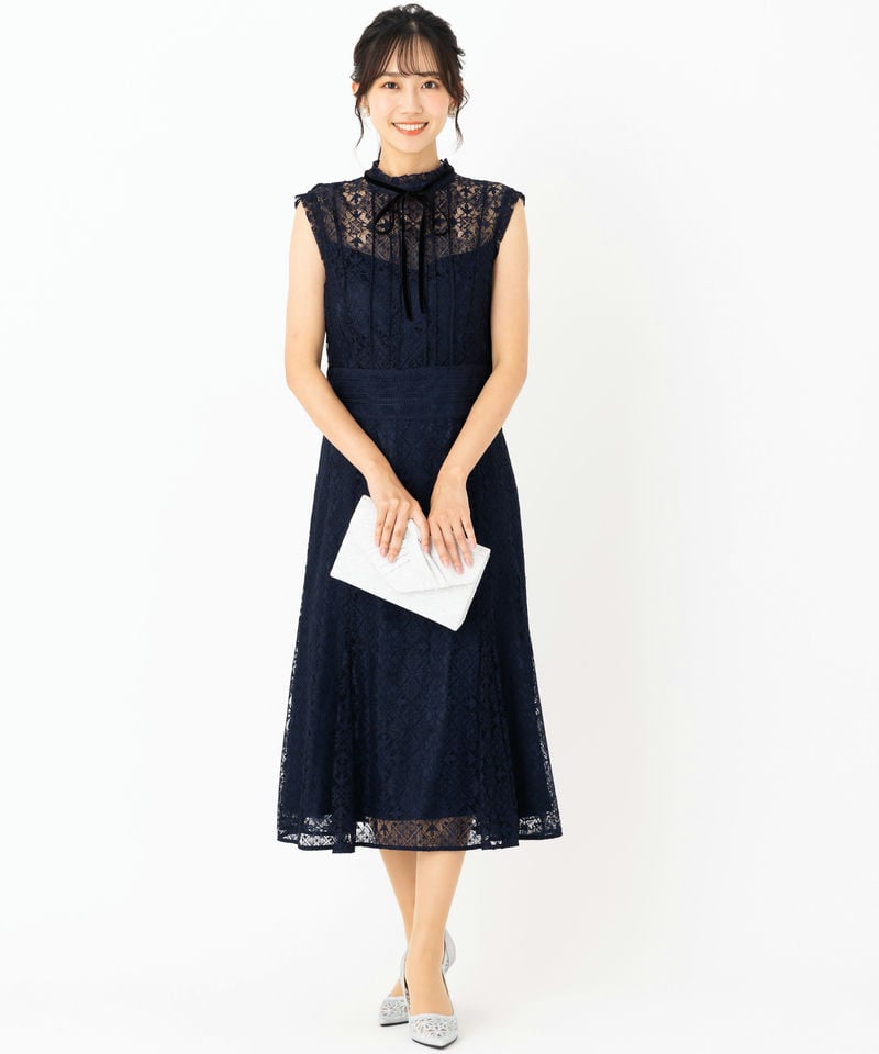 セルフォード　ネイビー レースドレス 38 CELFORD セルフォード タイルレースドレス ネイビー系 | 結婚式