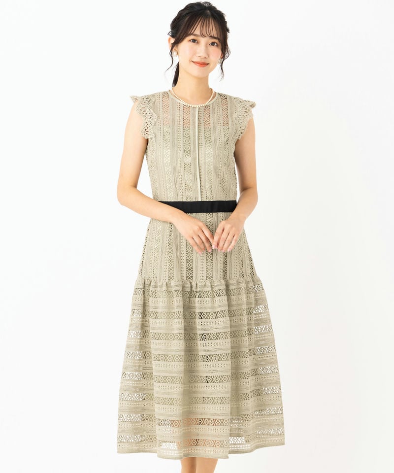 CELFORD セルフォード ストライプレース切り替えドレス その他 x