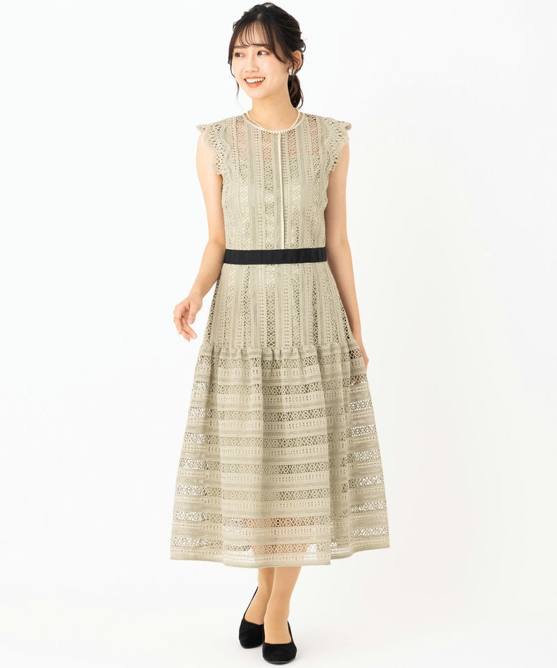 CELFORD セルフォード ストライプレース切り替えドレス その他 x