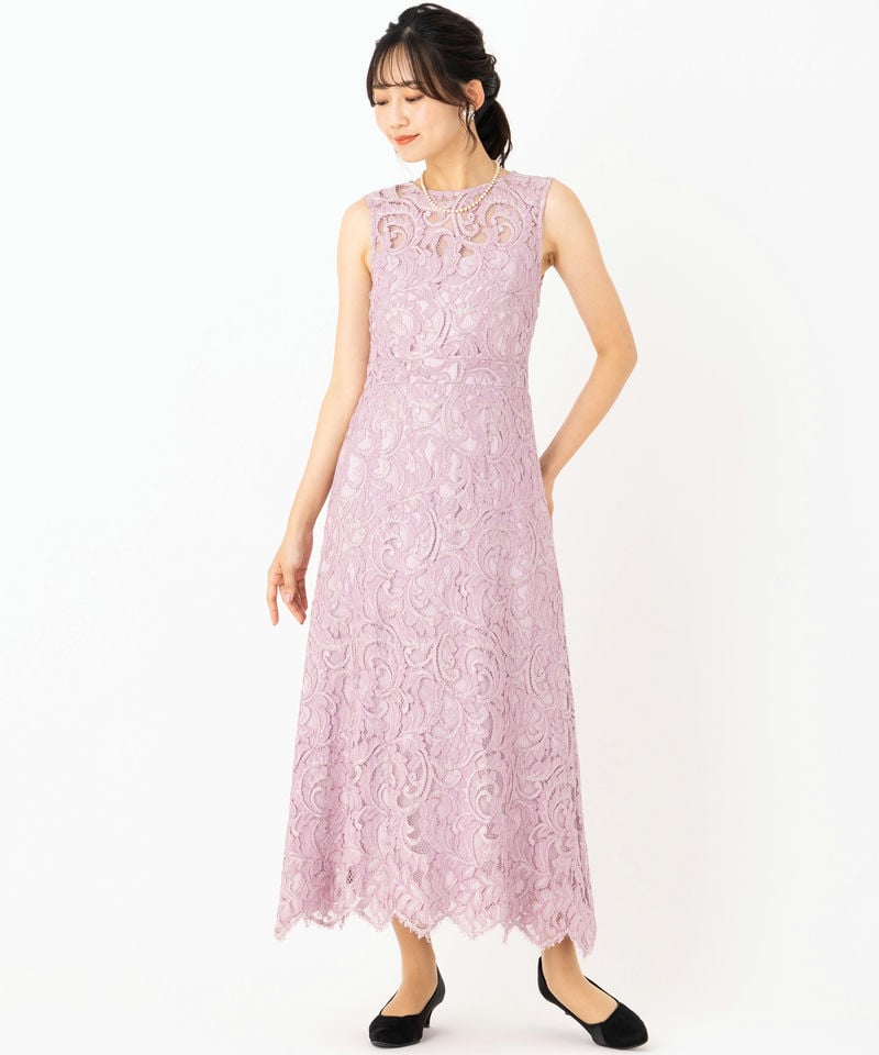 GRACE CONTINENTAL グレースコンチネンタル レースミッドドレス ピンク