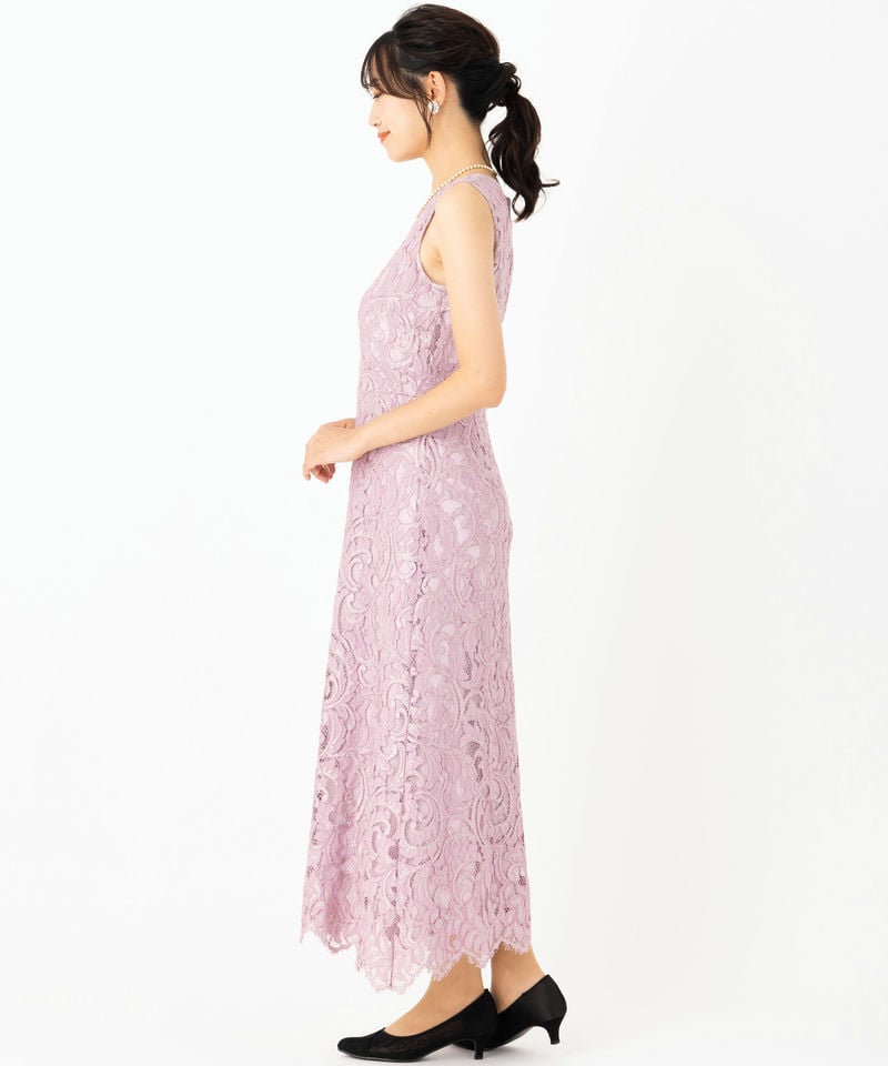 GRACE CONTINENTAL グレースコンチネンタル レースミッドドレス ピンク
