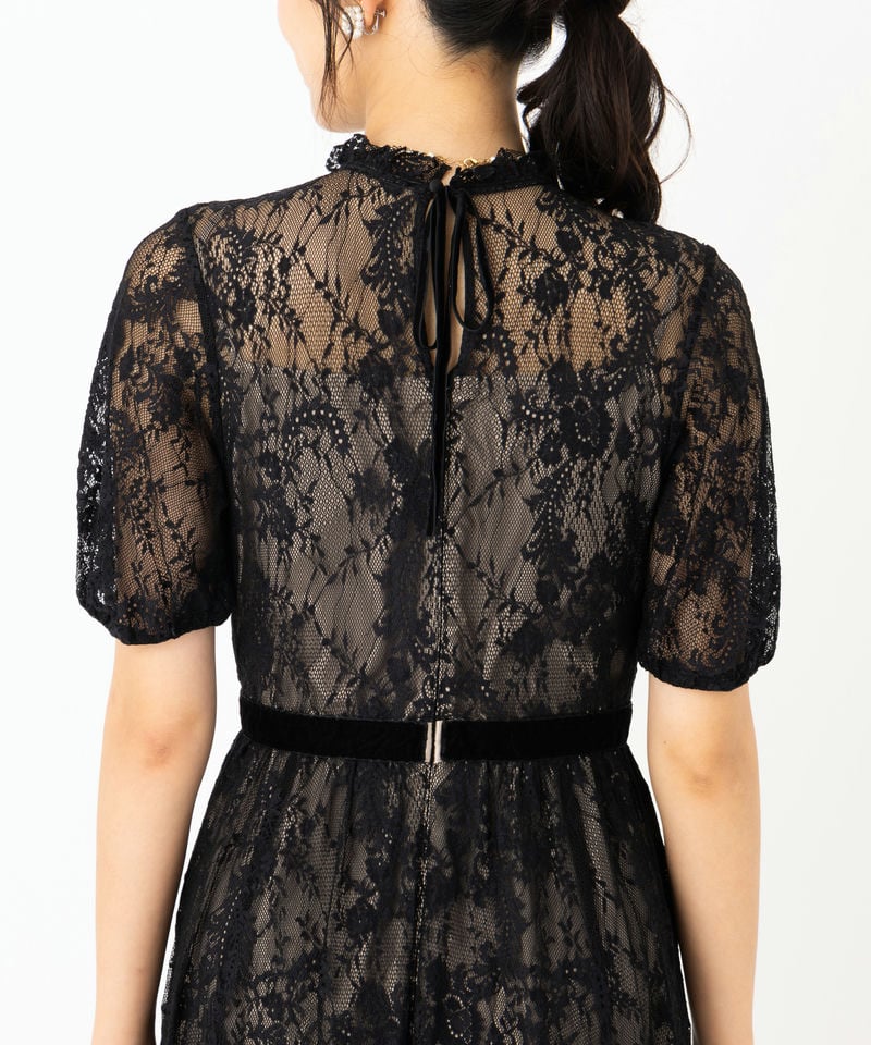 JILLSTUART 黒 パーティードレス サイズ2 JILL STUART ジルスチュアート レース×ベルベットドレス ブラック系