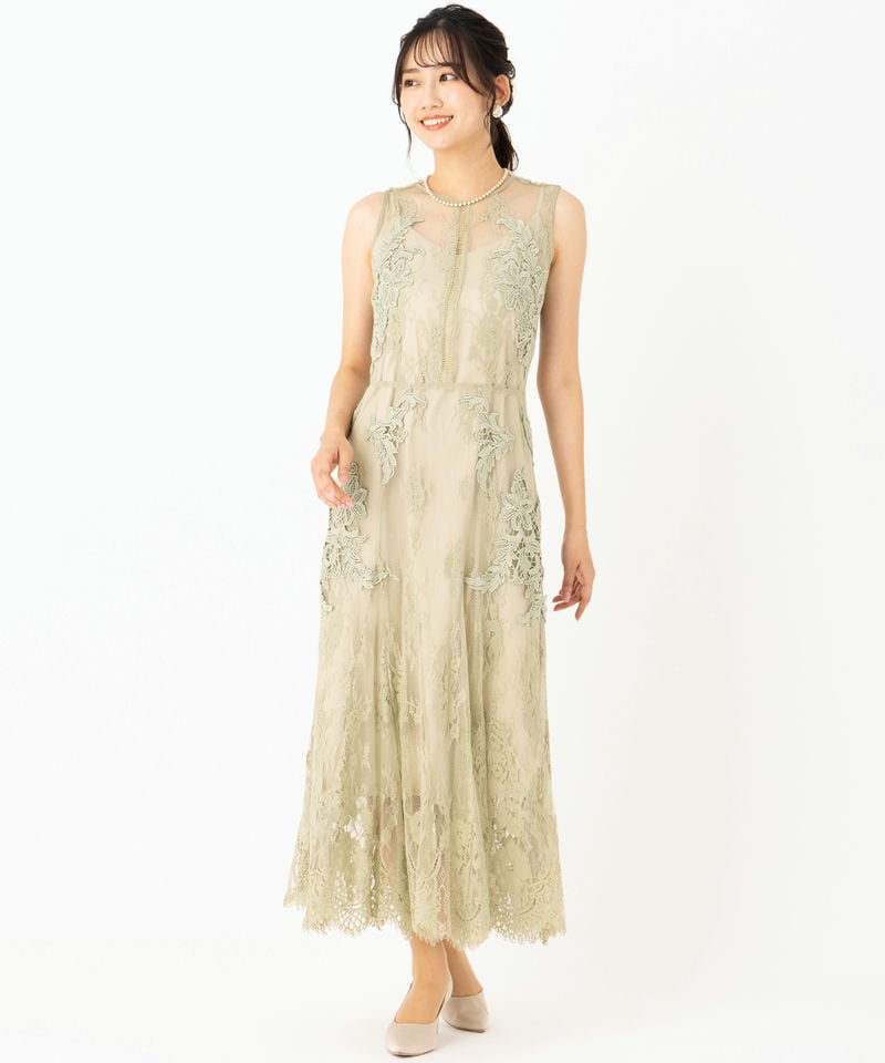 【送料込み】FRAY I.D フレイアイディー　レースモチーフドレス FRAY I.D フレイアイディー レースモチーフドレス その他 x グリーン系