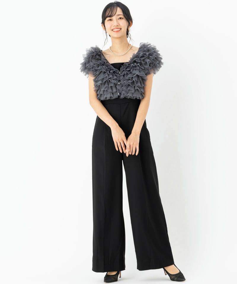 SNIDEL スナイデル チュールボレロセットオールインワン ブラック系