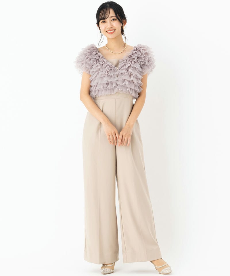 SNIDEL スナイデル チュールボレロセットオールインワン ブラック系