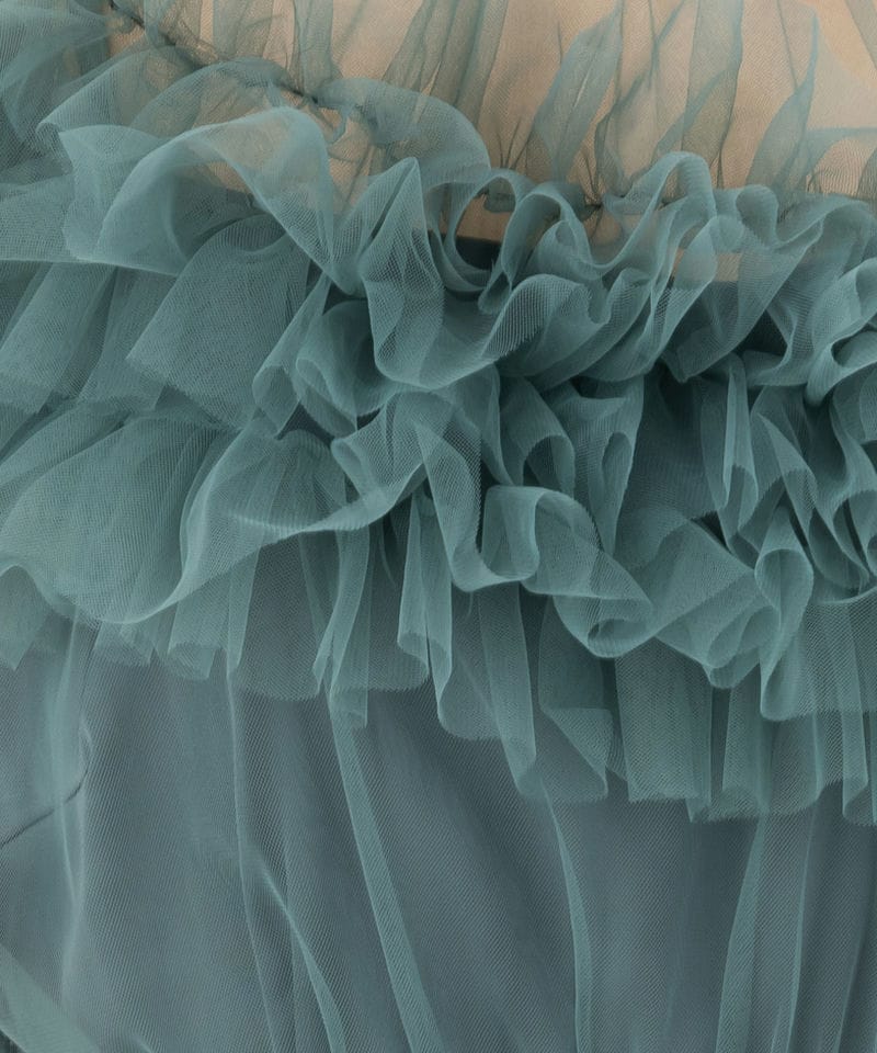 Leja レジャ ボリュームチュールパイピングフレアドレス グリーン系