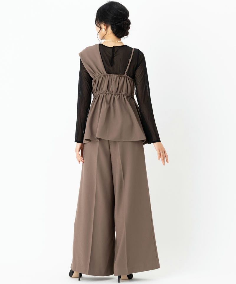 Select Shop アシンメトリービスチェ&ワイドパンツセットアップドレス