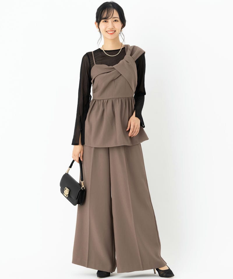 Select Shop アシンメトリービスチェ&ワイドパンツセットアップドレス