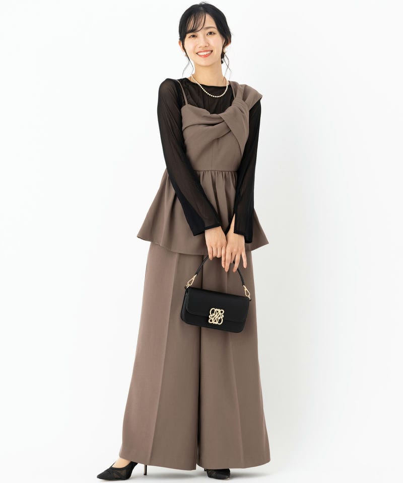 Select Shop アシンメトリービスチェ&ワイドパンツセットアップドレス
