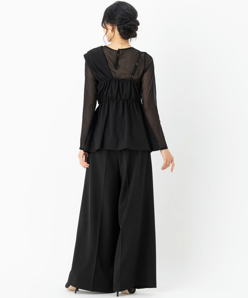 Select Shop アシンメトリービスチェ&ワイドパンツセットアップドレス