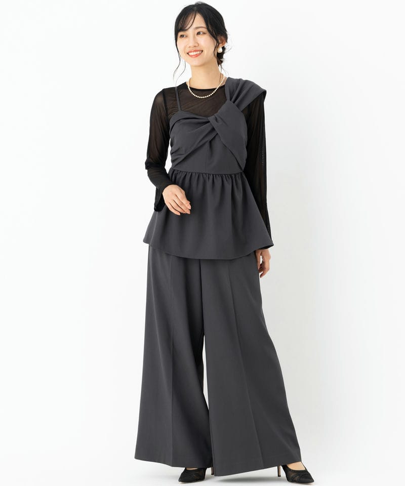 Select Shop アシンメトリービスチェ&ワイドパンツセットアップドレス