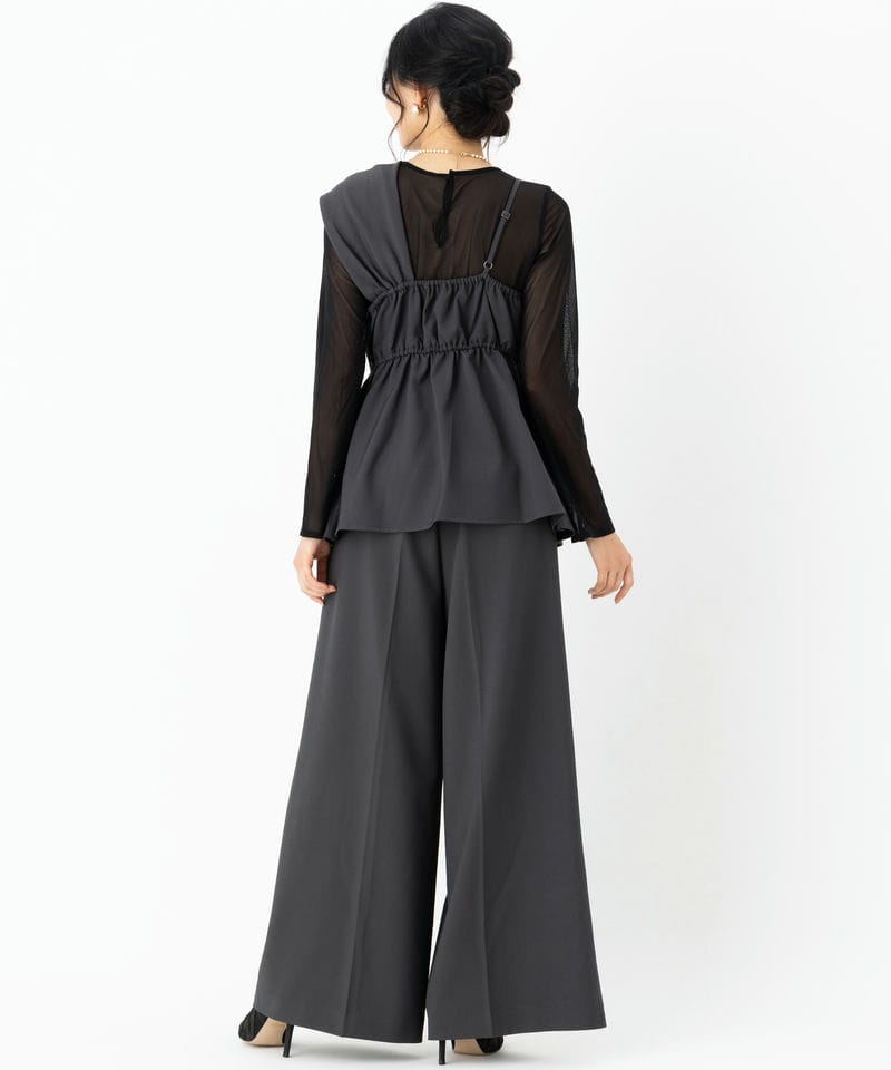 Select Shop アシンメトリービスチェ&ワイドパンツセットアップドレス