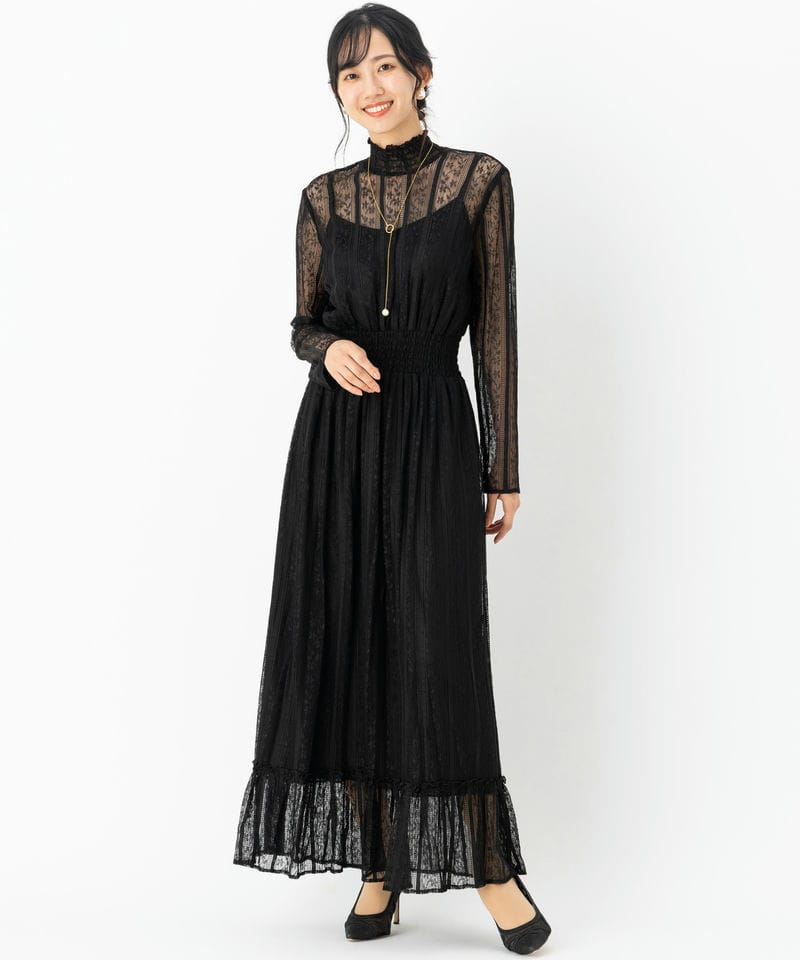 ADAM ET ROPE' アダムエロぺ ヴィンテージライクドレス ブラック系
