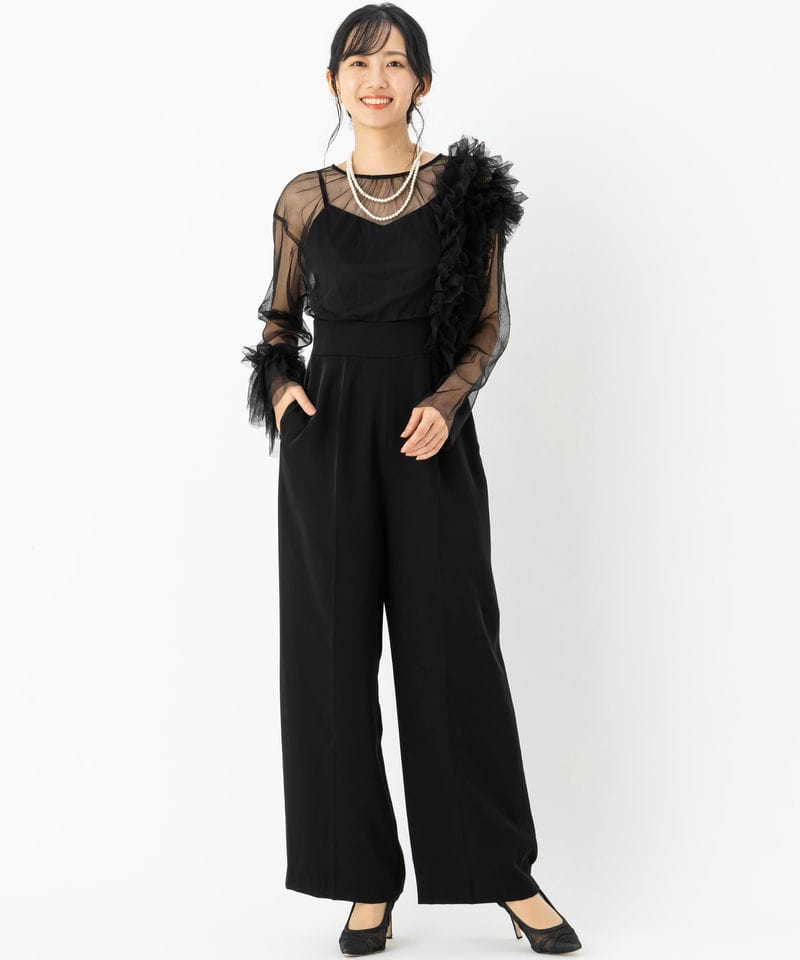 SNIDEL スナイデル チュールボレロセットオールインワン ブラック系