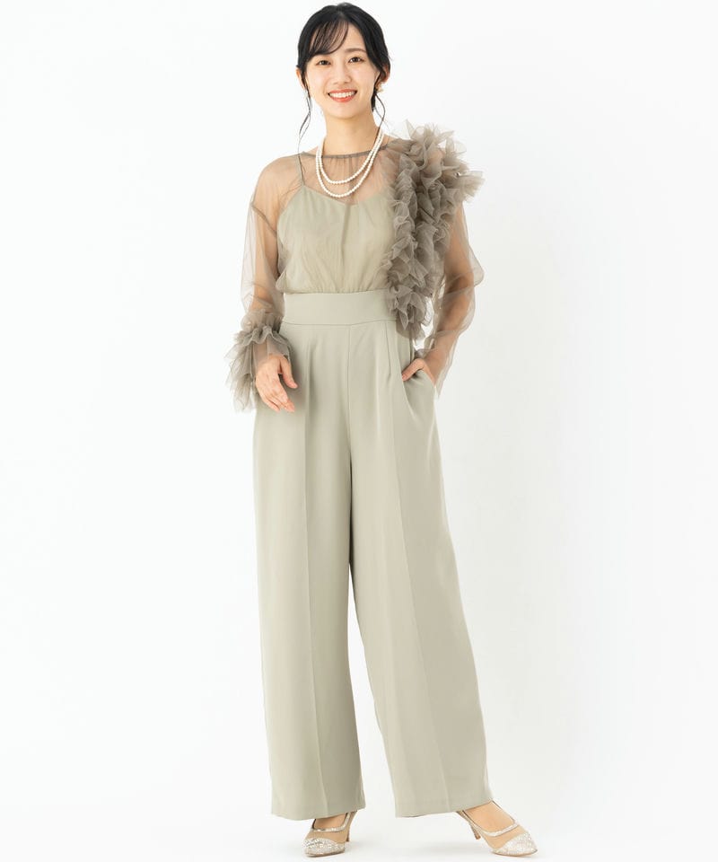 LAGUNAMOON ラグナムーン LADYフリルチュールコンビネゾン グレー系