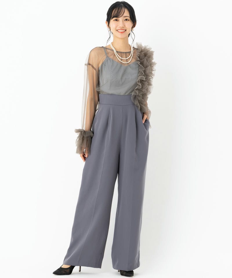 LAGUNAMOON ラグナムーン LADYフリルチュールコンビネゾン グレー系