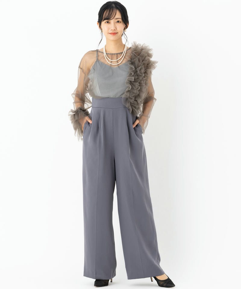 【新品タグ付き】ラグナムーン　LADYフリルチュールコンビネゾン LAGUNAMOON ラグナムーン LADYフリルチュールコンビネゾン グレー系
