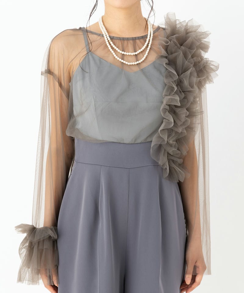 LAGUNAMOON ラグナムーン LADYフリルチュールコンビネゾン グレー系