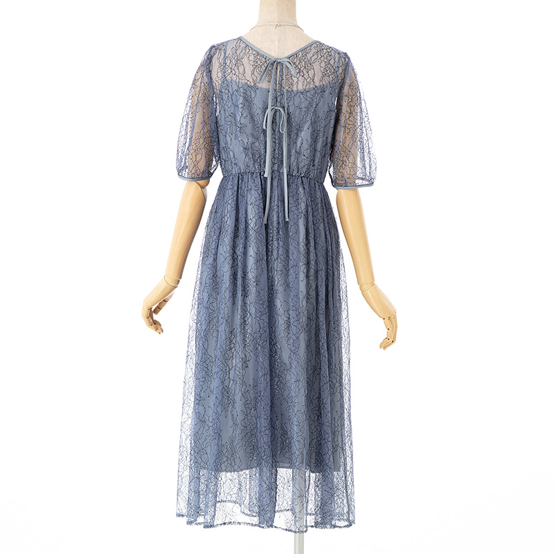水色 リボンチュールオケージョンドレス　Jill by jillstuart JILL STUART ジルスチュアート チュールレースバックリボンドレス