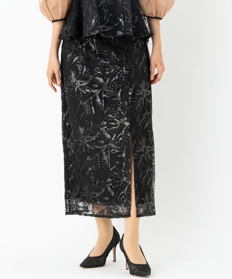 Leja レジャ シアーパフスリーブペプラムIラインドレス ブラック系