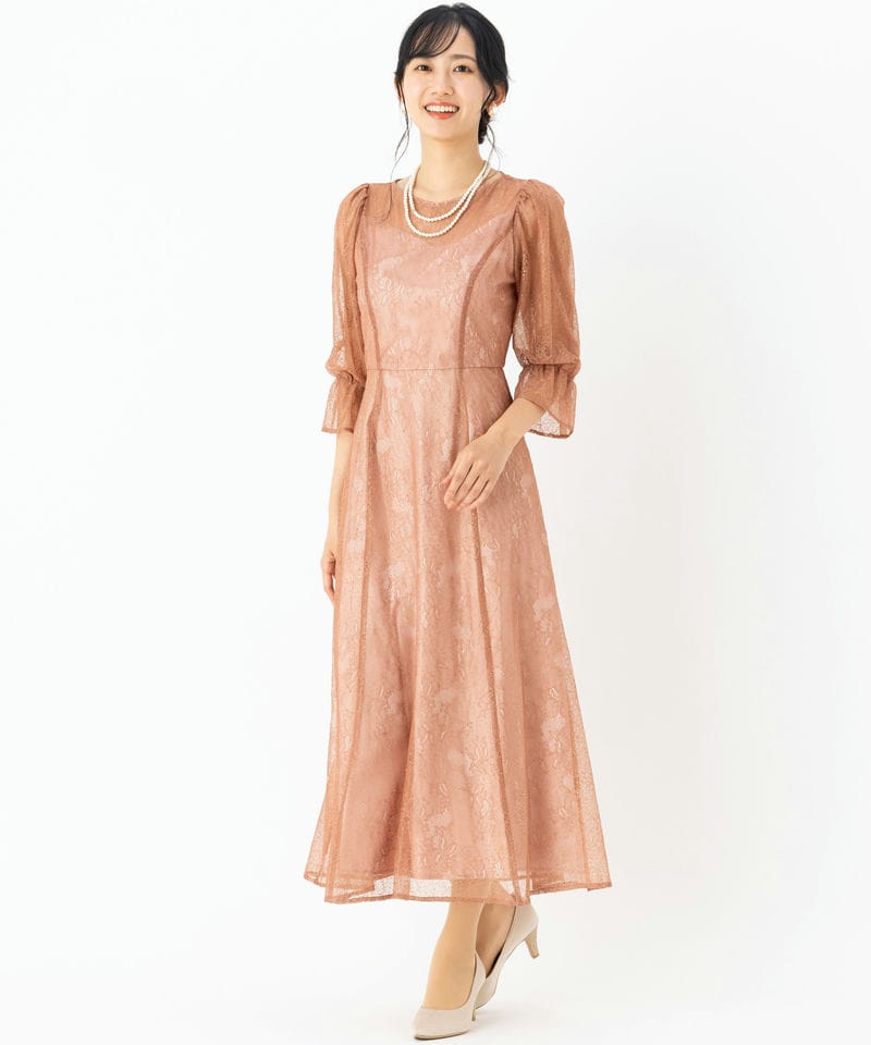 Aimer エメ グリッターレースフィット&フレアドレス ピンク系 | 結婚式