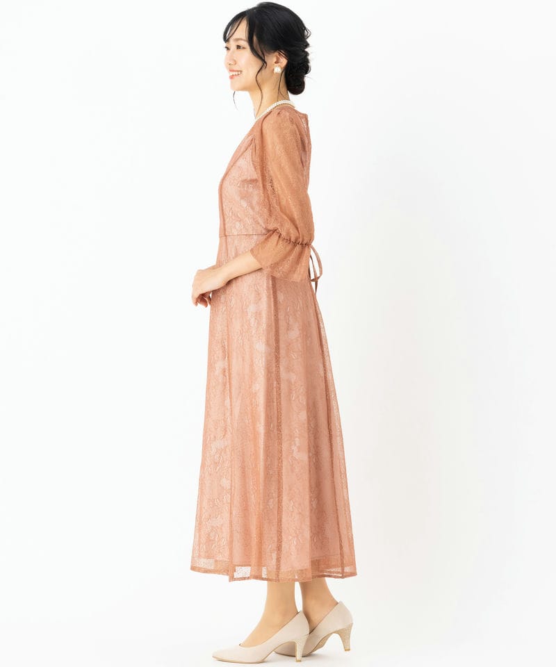 Aimer エメ グリッターレースフィット&フレアドレス ピンク系 | 結婚式