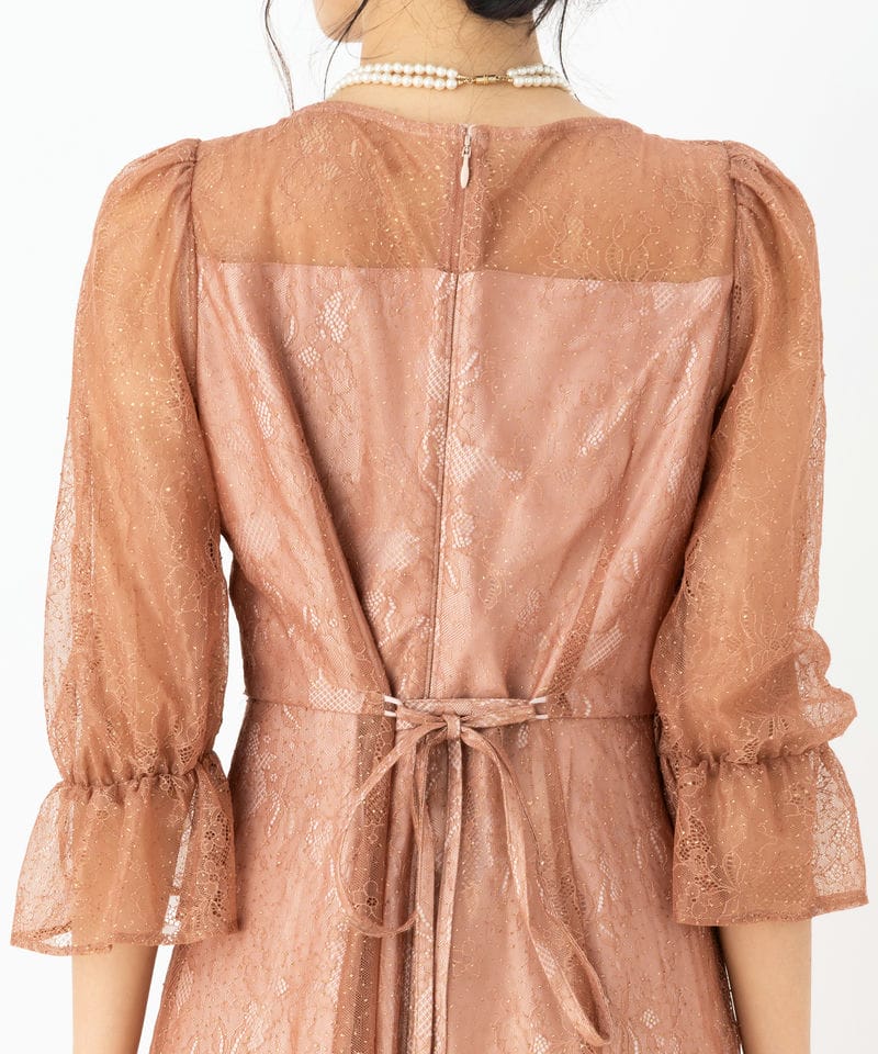 Aimer エメ グリッターレースフィット&フレアドレス ピンク系 | 結婚式